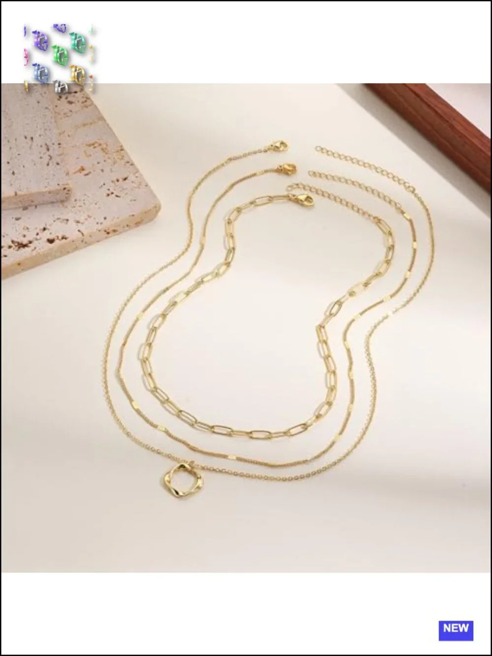 Layered Gold Necklaces Set, Dainty Choker Stack, Non Tarnish 18K Gold Plated, 3